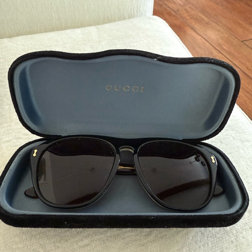 Gucci Black Sunglasses with Gold Accents